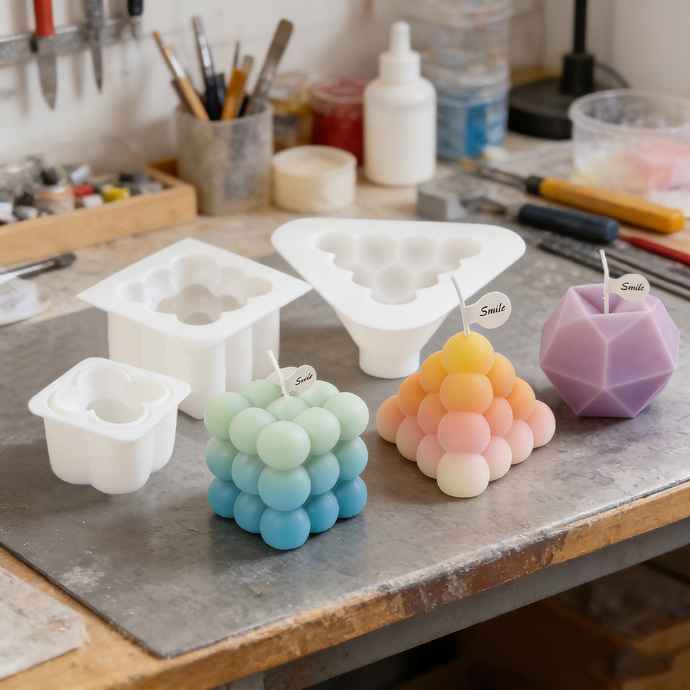 Candle Making Kits - 3D Bubble Cube Silikon-Kerzenformen-Set, Geometrisches Kugel-Kerzenherstellungs-Kit
